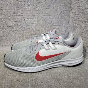 Nike Downshifter 9 Mens Size US13 Wolf Gray Red Mesh Running Sneakers AQ7481-006